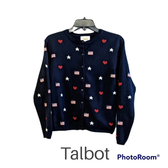 Talbots Navy Blue Flag Star Sweater NWOT - Picture 1 of 6